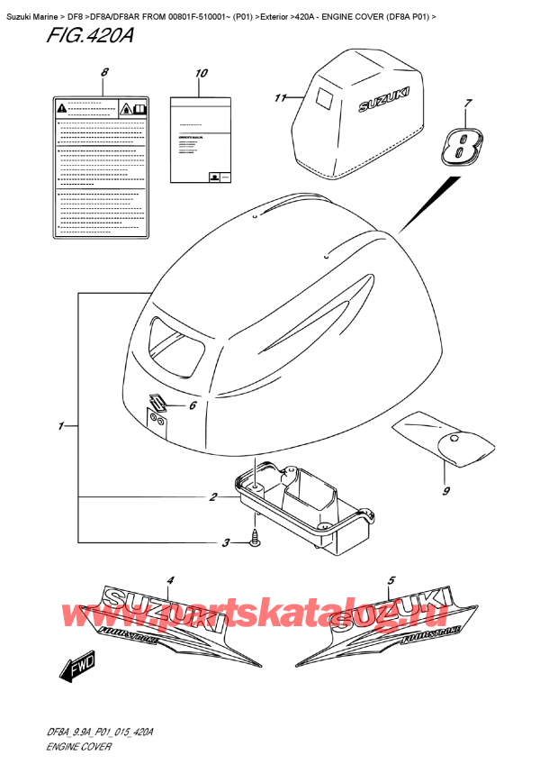  ,   , Suzuki DF8A S FROM 00801F-510001~ (P01),   () (Df8A P01) / Engine Cover  (Df8A  P01)