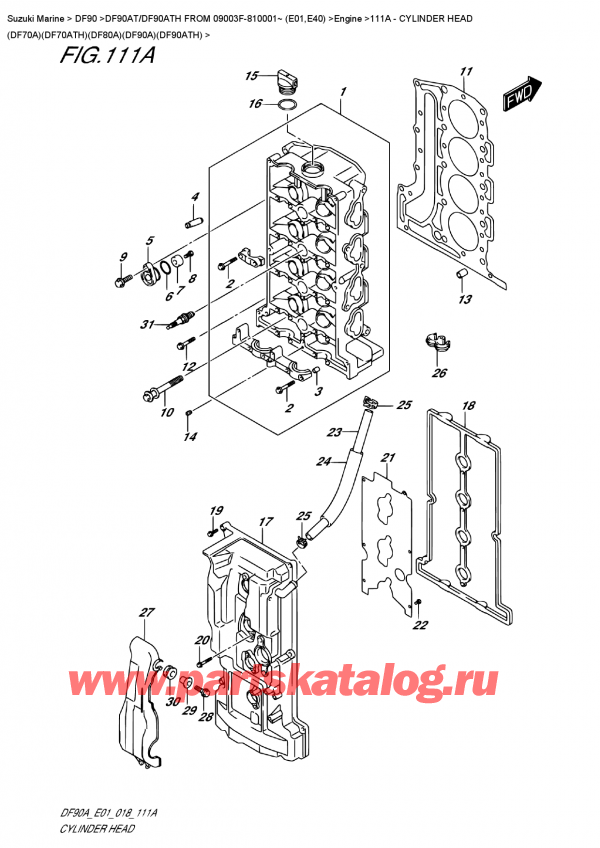 ,   , Suzuki DF90A TL /TX FROM 09003F-810001~ (E01), Cylinder  Head  (Df70A)(Df70Ath)(Df80A)(Df90A)(Df90Ath)