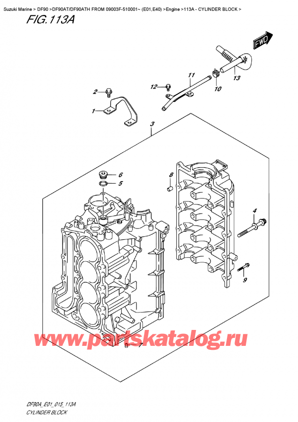   ,   , SUZUKI DF90A TL / TX FROM 09003F-510001~ (E01 015), Cylinder  Block