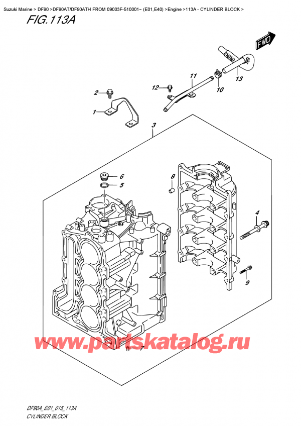  ,   , Suzuki DF90A TL / TX FROM 09003F-510001~ (E01), Cylinder  Block