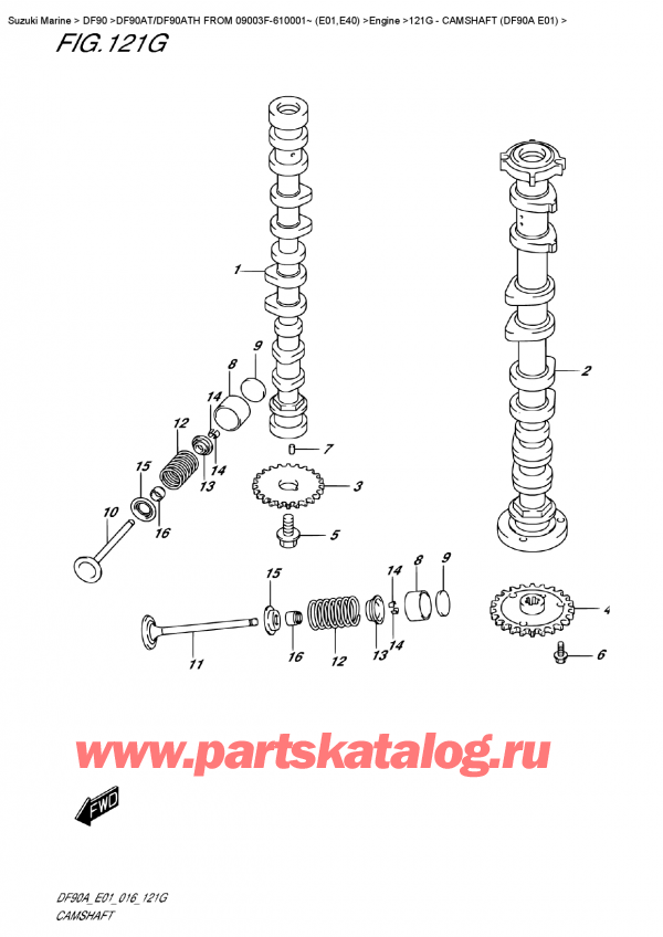  ,  , Suzuki DF90AT/DF90ATH FROM 09003F-610001~ (E01,E40)    2016 , Camshaft  (Df90A  E01) /   (Df90A E01)