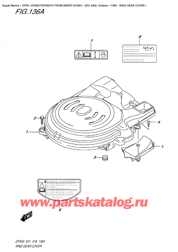  ,   , SUZUKI DF90A TL /TX FROM 09003F-810001~ (E01 018), Ring  Gear  Cover