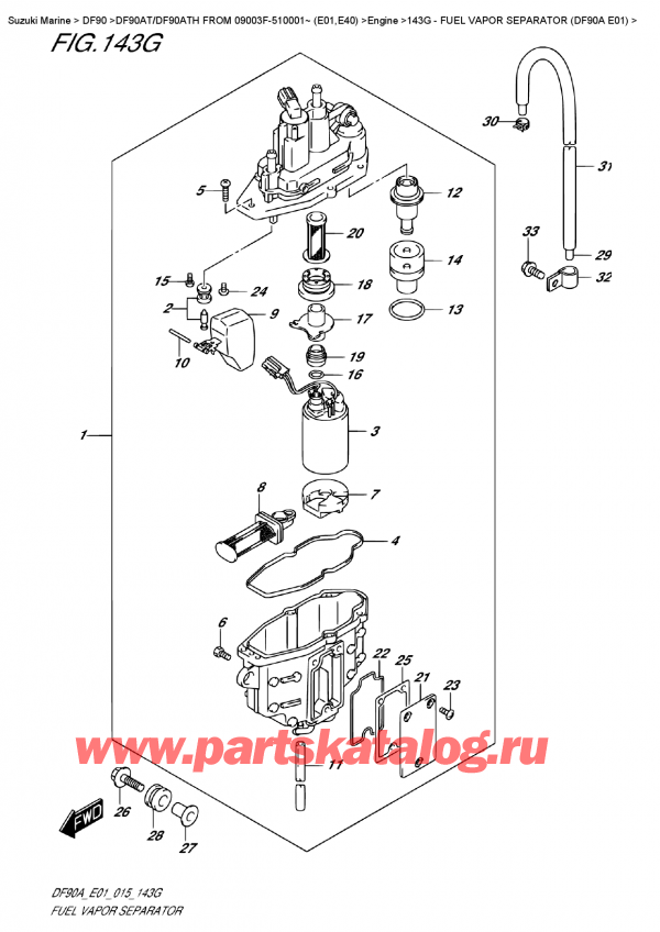 , , SUZUKI DF90A TL / TX FROM 09003F-510001~ (E01 015), Fuel  Vapor  Separator  (Df90A  E01)
