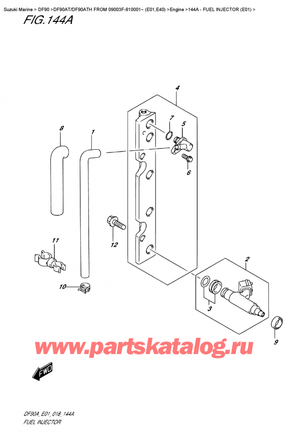  ,    , Suzuki DF90A TL /TX FROM 09003F-810001~ (E01), Fuel Injector  (E01)