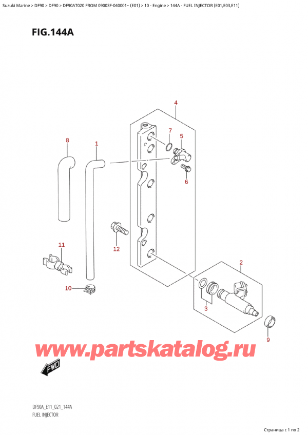  ,   , SUZUKI Suzuki DF90A TL / TX  FROM  09003F-040001~  (E01 020), Fuel Injector (E01,E03,E11)