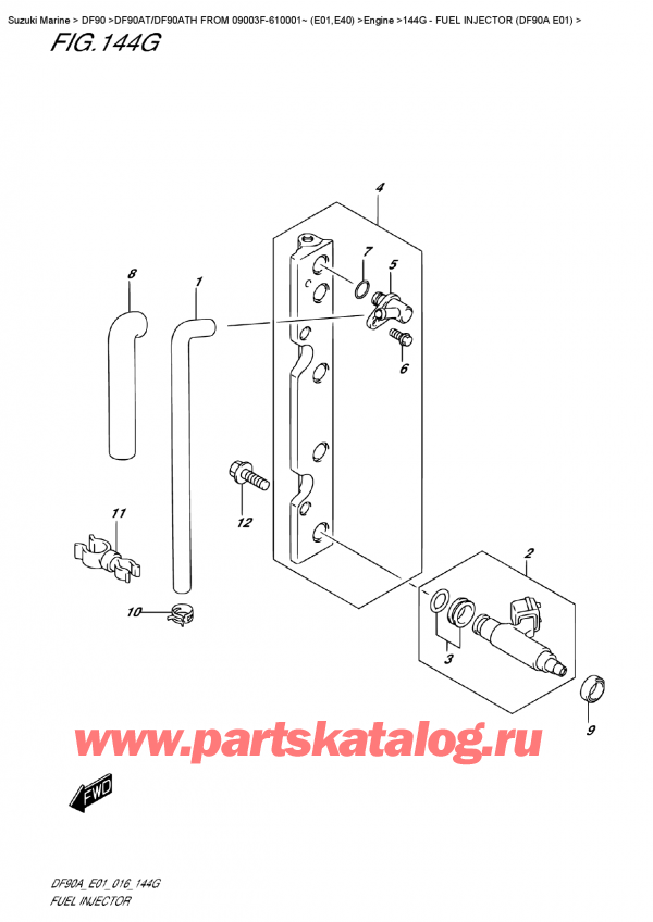  ,   , SUZUKI DF90AT/DF90ATH FROM 09003F-610001~ (E01,E40)    2016 , Fuel Injector  (Df90A  E01)