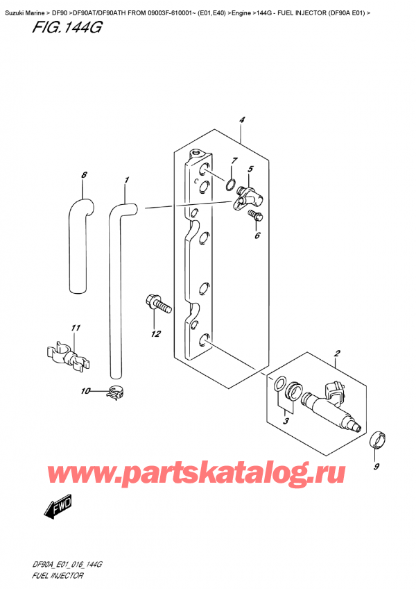 ,   , SUZUKI DF90AT/DF90ATH FROM 09003F-610001~ (E01,E40)    2016 , Fuel Injector  (Df90A  E01)