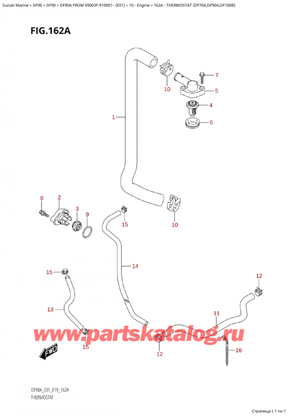 ��������� ��������, �� ��������� ���������, SUZUKI DF90A TL/TX FROM 09003F-910001~ (E01 019) ������ 2019 ����, ��������� (Df70A, Df90A, Df100B)