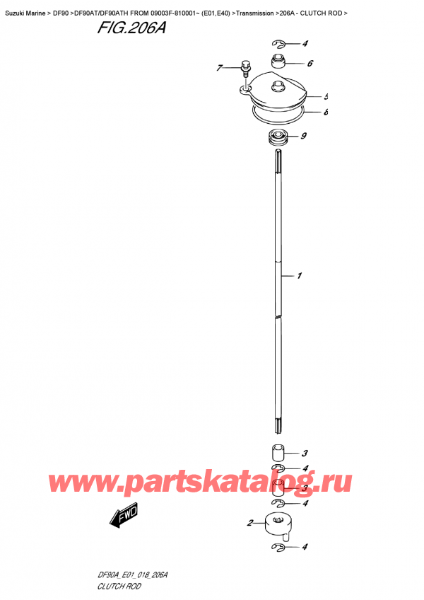 ������������ ��������, �� �������� ��������� �����, Suzuki DF90A TL /TX FROM 09003F-810001~ (E01 018) ������ 2018 ����, Clutch  Rod