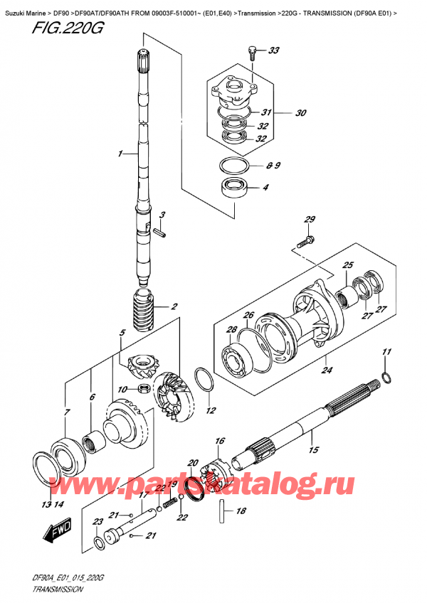 ,  , Suzuki DF90A TL / TX FROM 09003F-510001~ (E01 015), Transmission  (Df90A  E01)