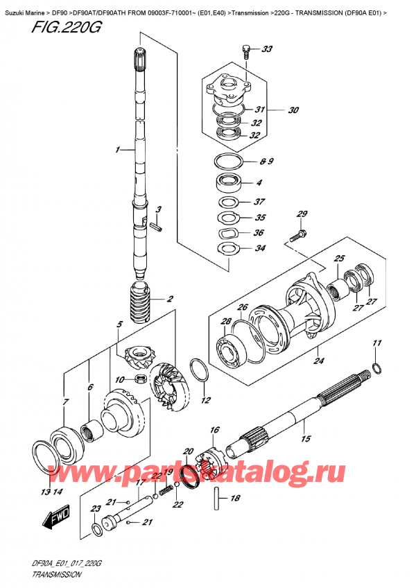  ,  , Suzuki DF90A TL/TX FROM 09003F-710001~ (E01 017)  2017 , Transmission  (Df90A  E01) -  (Df90A E01)