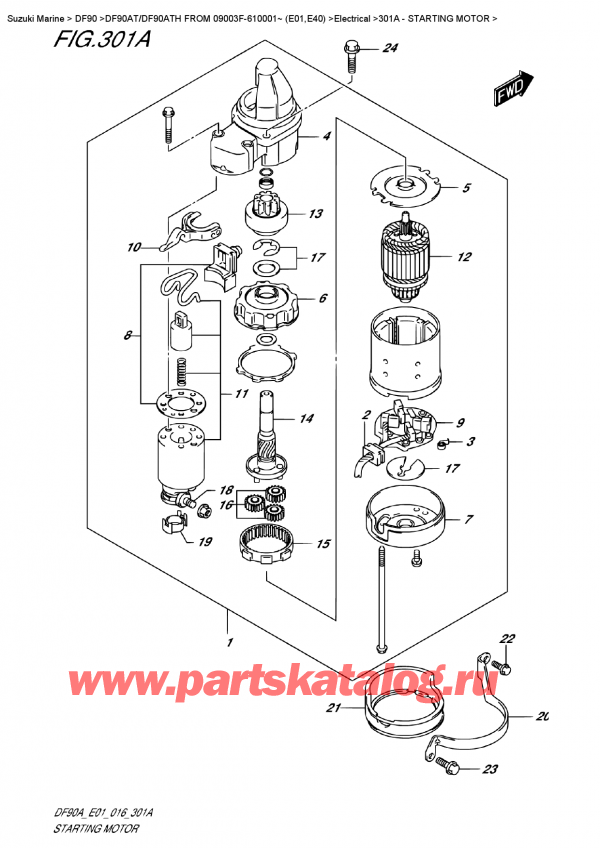  ,  , SUZUKI DF90AT/DF90ATH FROM 09003F-610001~ (E01,E40)  , Starting  Motor