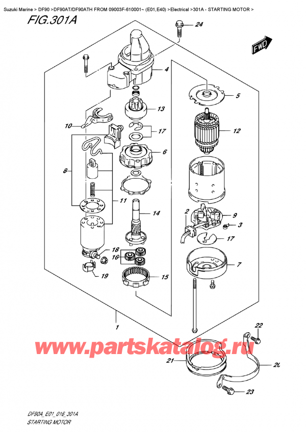   ,   , Suzuki DF90AT/DF90ATH FROM 09003F-610001~ (E01,E40)  , Starting  Motor /  