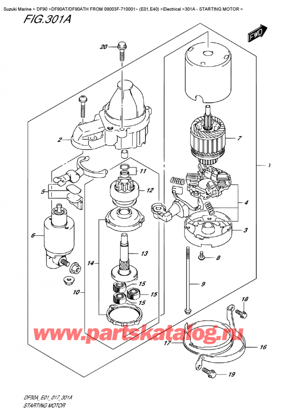 ,   ,  DF90A TL/TX FROM 09003F-710001~ (E01),   / Starting  Motor