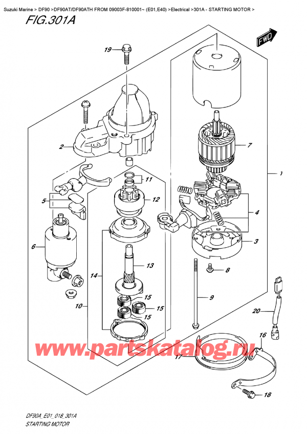   , , Suzuki DF90A TL /TX FROM 09003F-810001~ (E01 018)  2018 , Starting  Motor
