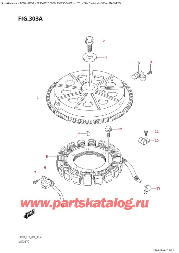  ,   ,  Suzuki DF90A TL / TX  FROM  09003F-040001~  (E01 020)  2020 , Magneto