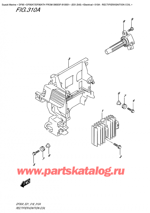   ,    , Suzuki DF90A TL /TX FROM 09003F-810001~ (E01 018)  2018 ,  /   / Rectifier/ignition  Coil