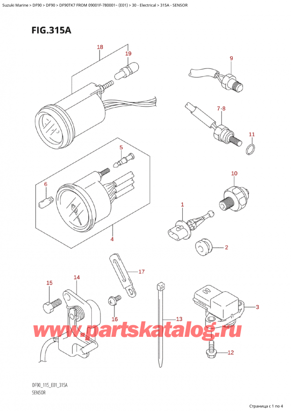  ,   , Suzuki Suzuki DF90 TX / TXX FROM 09001F-780001~ (E01) TK7,  / Sensor