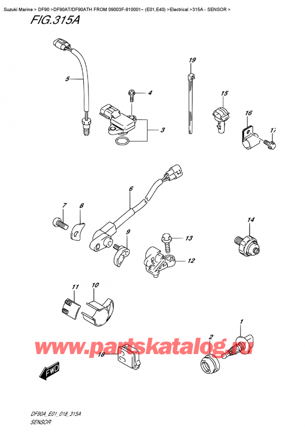  ,   , Suzuki DF90A TL /TX FROM 09003F-810001~ (E01 018), Sensor