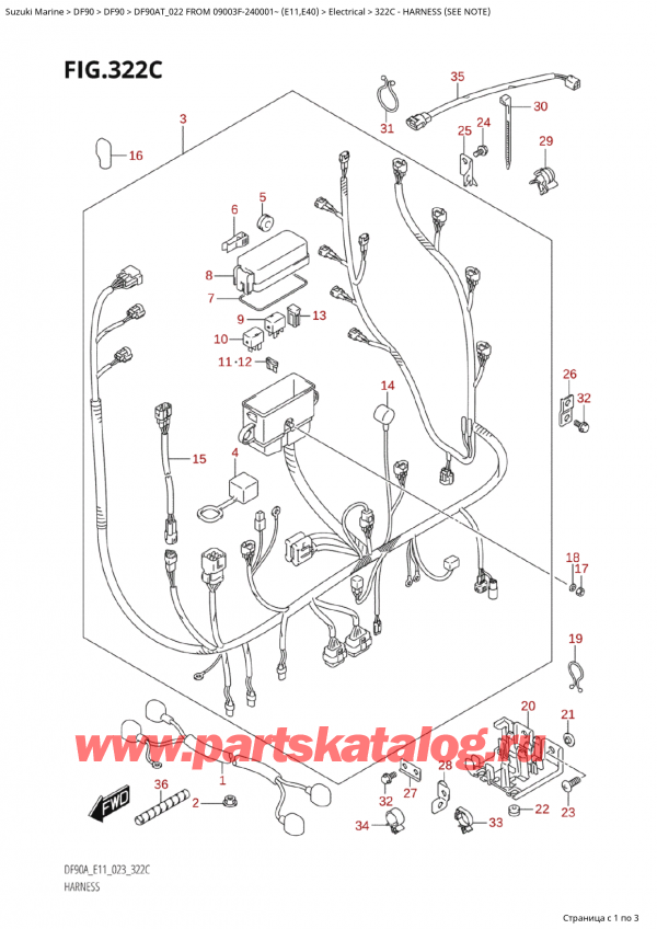  ,   , SUZUKI Suzuki DF90A TL / TX FROM 09003F-240001~ (E11) - 2022  2022 , Harness (See Note) -   (See Note)