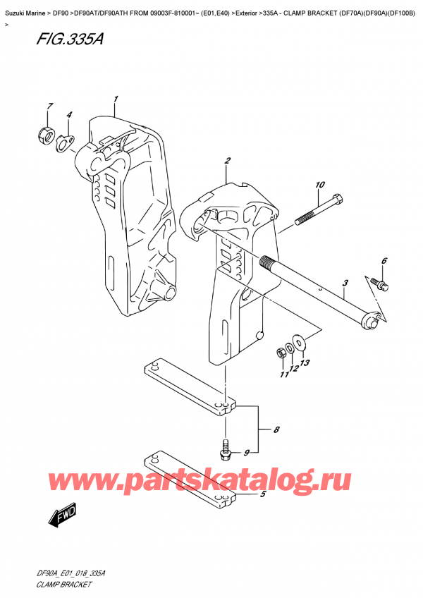 ,   , SUZUKI DF90A TL /TX FROM 09003F-810001~ (E01 018)  2018 , Clamp  Bracket  (Df70A)(Df90A)(Df100B)