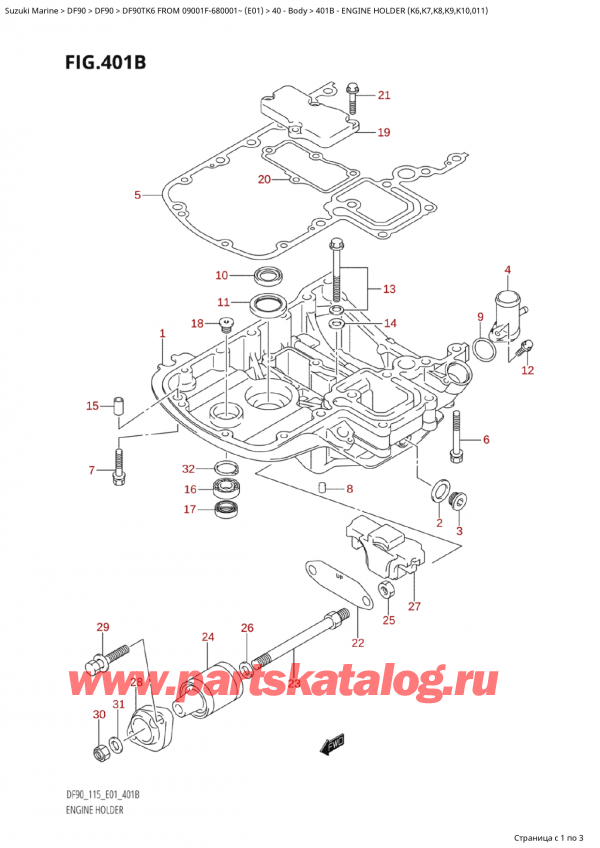 ��������� ��������, �� �����, Suzuki Suzuki DF90TK6 L/X FROM 09001F-680001~  (E01)  ������ 2006 ����, ��������� ��������� (K6, K7, K8, K9, K10, 011)