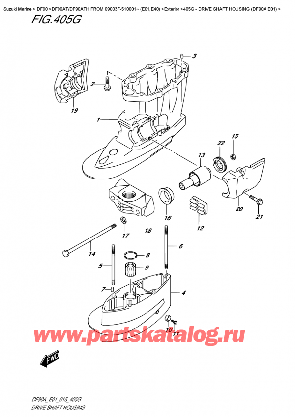  , , Suzuki DF90A TL / TX FROM 09003F-510001~ (E01)  2015 ,    (Df90A E01) - Drive Shaft  Housing  (Df90A  E01)