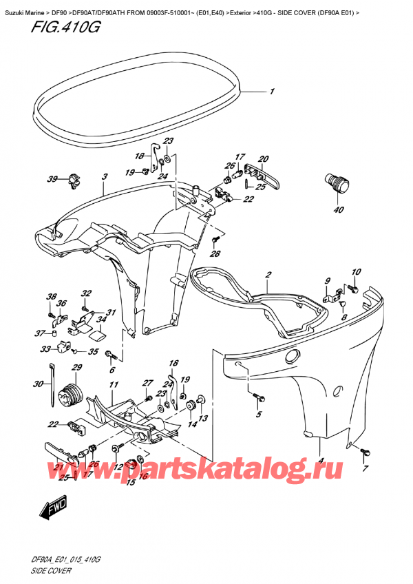   ,   , Suzuki DF90A TL / TX FROM 09003F-510001~ (E01 015), Side  Cover  (Df90A  E01)