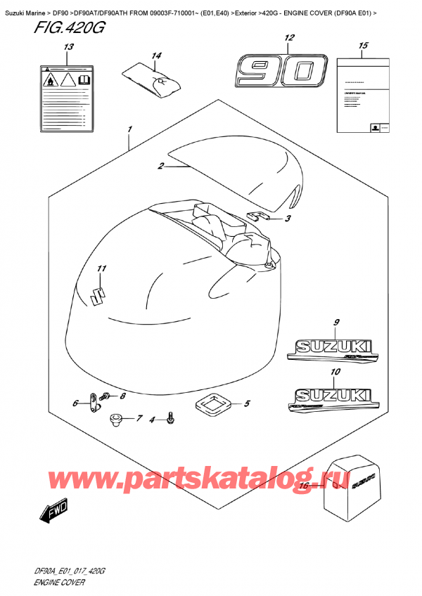 ,   ,  DF90A TL/TX FROM 09003F-710001~ (E01 017)  2017 ,   () (Df90A E01) / Engine  Cover  (Df90A  E01)