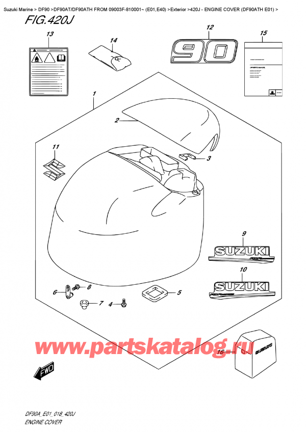  ,  , SUZUKI DF90A TL /TX FROM 09003F-810001~ (E01 018), Engine  Cover  (Df90Ath  E01) /   () (Df90Ath E01)