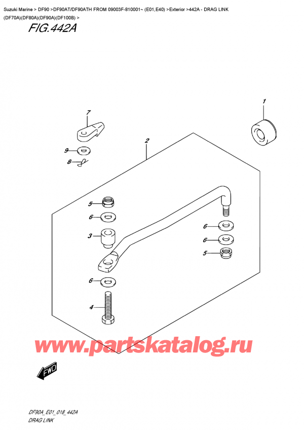   ,    , Suzuki DF90A TL /TX FROM 09003F-810001~ (E01 018), Drag  Link  (Df70A)(Df80A)(Df90A)(Df100B)