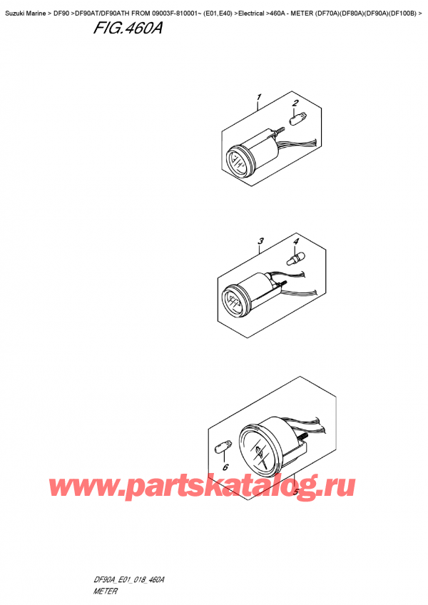  ,   , SUZUKI DF90A TL /TX FROM 09003F-810001~ (E01 018), Meter  (Df70A)(Df80A)(Df90A)(Df100B)