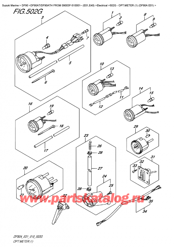 ,    , Suzuki DF90A TL / TX FROM 09003F-510001~ (E01 015)  2015 , :  (1) (Df90A E01) - Opt:meter (1)  (Df90A  E01)