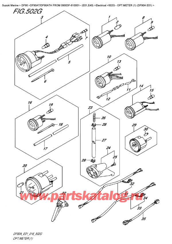 , , Suzuki DF90AT/DF90ATH FROM 09003F-610001~ (E01,E40)    2016 , Opt:meter (1)  (Df90A  E01) / :  (1) (Df90A E01)