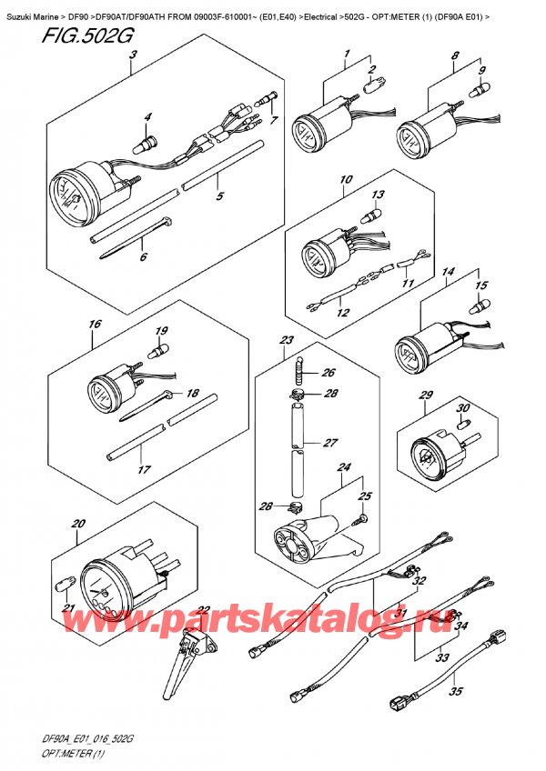 ,  , Suzuki DF90AT/DF90ATH FROM 09003F-610001~ (E01,E40)  , :  (1) (Df90A E01) / Opt:meter (1)  (Df90A  E01)