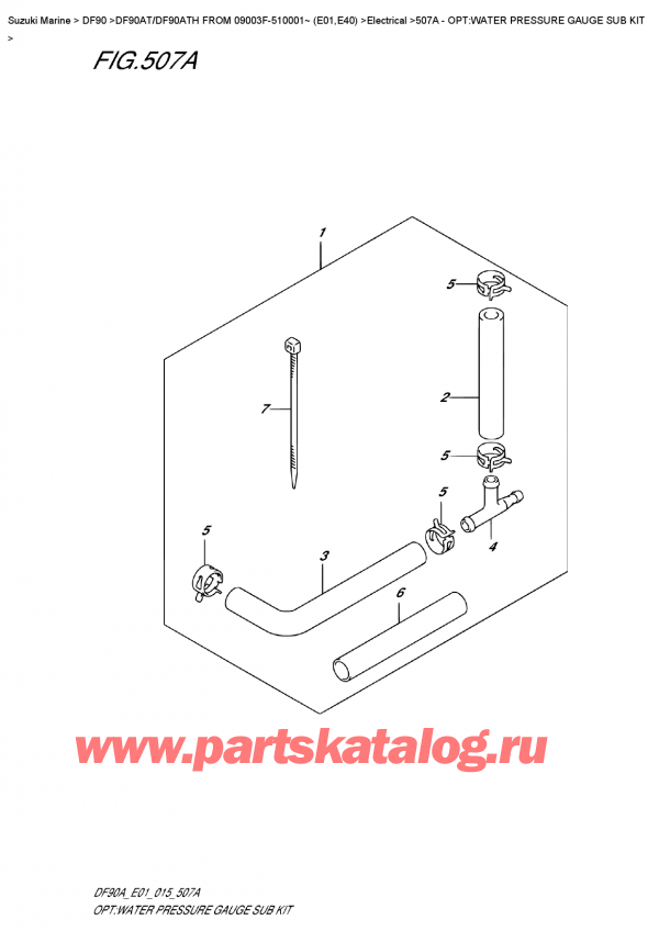   ,  , Suzuki DF90A TL / TX FROM 09003F-510001~ (E01 015), Opt:water  Pressure  Gauge  Sub  Kit / :     