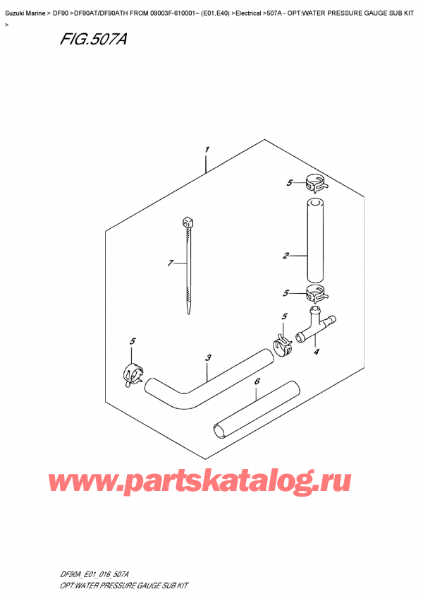   ,  , Suzuki DF90AT/DF90ATH FROM 09003F-610001~ (E01,E40)    2016 , Opt:water  Pressure  Gauge  Sub  Kit