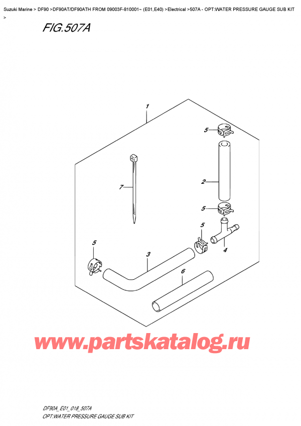 ������ �������������, �� ��������� ���������, Suzuki DF90A TL /TX FROM 09003F-810001~ (E01 018), Opt:water  Pressure  Gauge  Sub  Kit