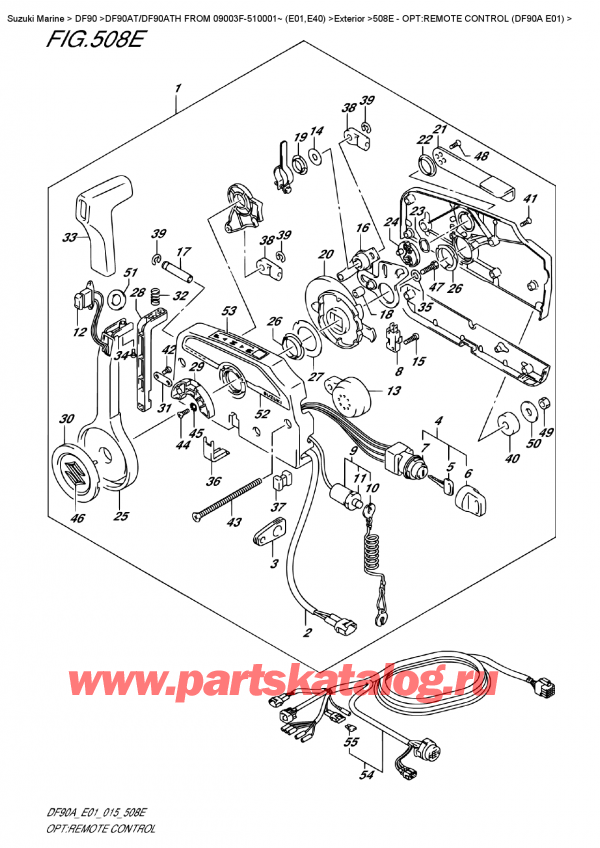 ��������� ������������ ��������, �� �����, Suzuki DF90A TL / TX FROM 09003F-510001~ (E01 015) ������ 2015 ����, Opt:remote  Control  (Df90A  E01) - �����: ������������� ���������� (Df90A E01)