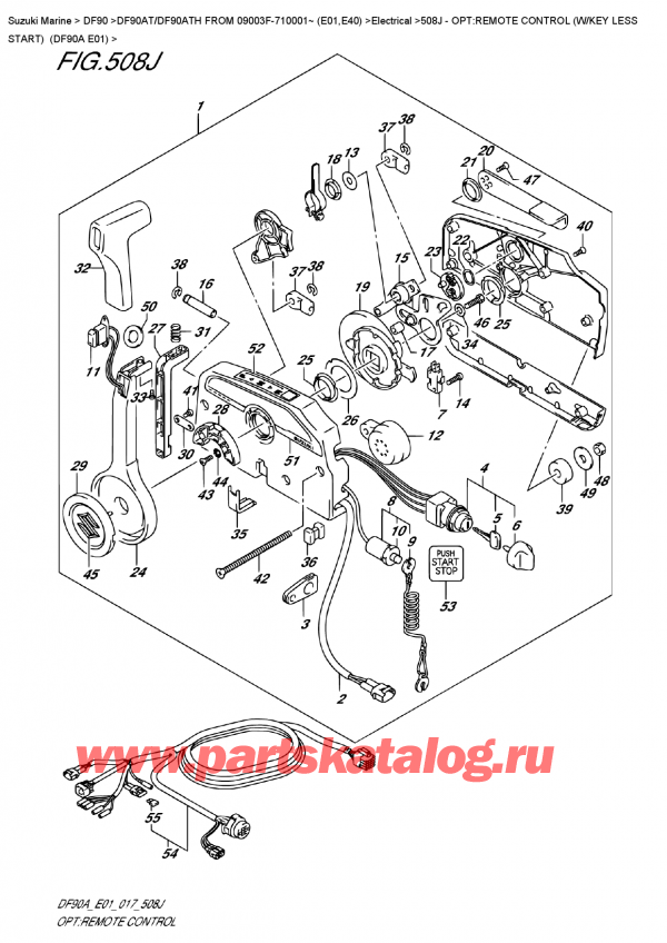  ,   , Suzuki DF90A TL/TX FROM 09003F-710001~ (E01 017), Opt:remote  Control  (W/key  Less  Start)  (Df90A E01) - :   (W /  Less Start) (Df90A E01)