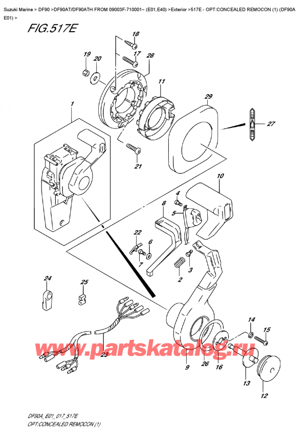 , ,  DF90A TL/TX FROM 09003F-710001~ (E01 017), :  ,   (1) (Df90A E01) / Opt:concealed  Remocon  (1)  (Df90A  E01)
