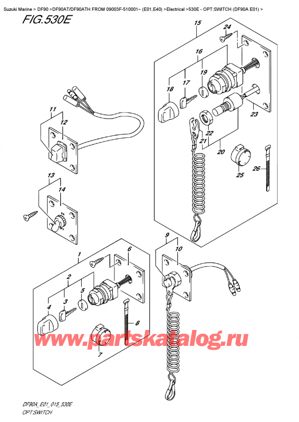 ,  , SUZUKI DF90A TL / TX FROM 09003F-510001~ (E01 015), Opt:switch  (Df90A  E01)