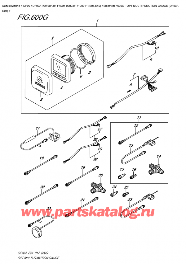 �������������, �� �������� �����, Suzuki DF90A TL/TX FROM 09003F-710001~ (E01 017), �����: multi Function Gauge (Df90A E01) - Opt:multi  Function  Gauge  (Df90A  E01)