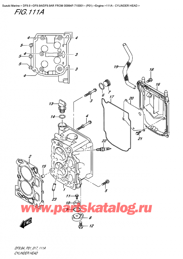 ,   , Suzuki DF9.9A S FROM 00994F-710001~ (P01)  ,    / Cylinder  Head