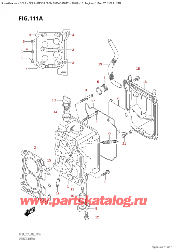  ,   , Suzuki DF9.9A S/L FROM 00994F-910001~ (P01)  2019 , Cylinder Head