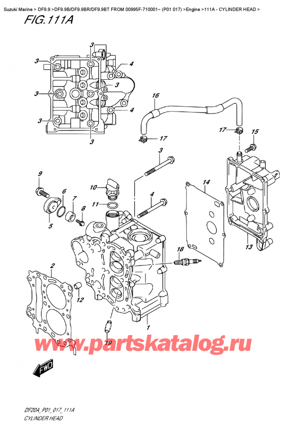   ,  , Suzuki DF9.9B RS/RL FROM 00995F-710001~ (P01 017)  , Cylinder  Head