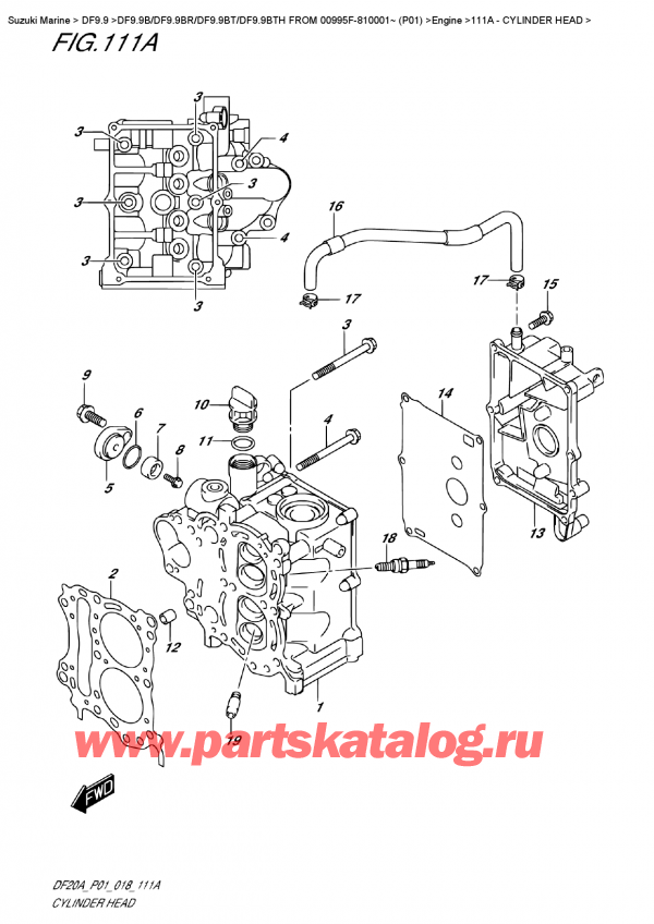  ,   , Suzuki DF9.9B TL FROM 00995F-810001~ (P01)   2018 , Cylinder  Head