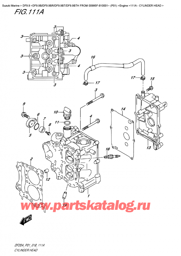   , ,  DF9.9B RS / RL FROM 00995F-810001~ (P01), Cylinder  Head