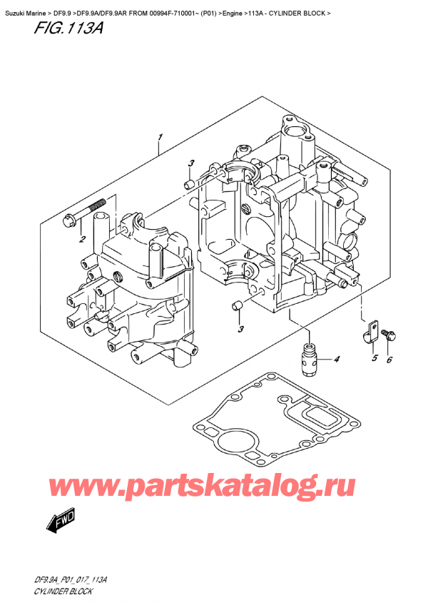 ,   , SUZUKI DF9.9A S FROM 00994F-710001~ (P01)  , Cylinder  Block