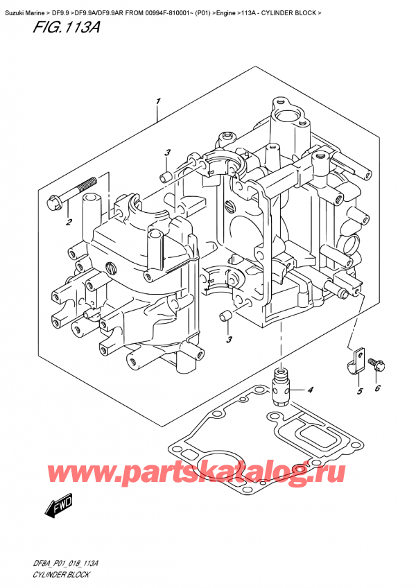  ,   , SUZUKI DF9.9A S FROM 00994F-810001~ (P01)  2018 , Cylinder  Block -  